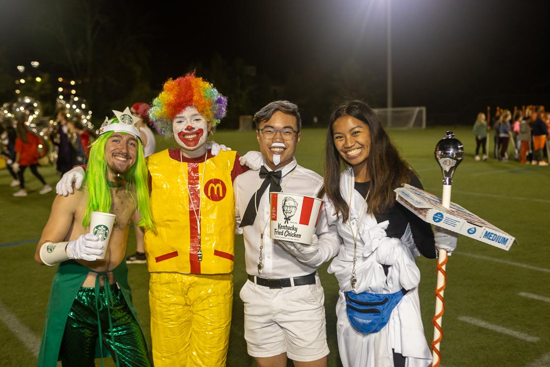 CMB Drum Majors participated in the band-wide Halloween costume contest hosted by band sorority, Tau Beta Sigma, and band fraternity, Kappa Kappa Psi. (Photo Credit: Tom Pajewski)