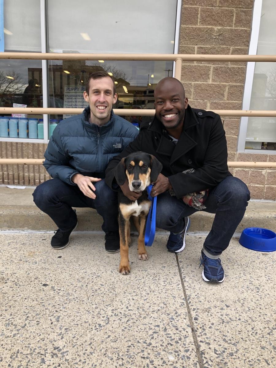 Ted Cooper, Bryan Myers, and their dog Dexter (Photo provided by Bryan Myers)